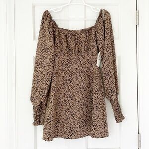 NWT ALTAR’D STATE dress size S brown black longsleeve animal print mini